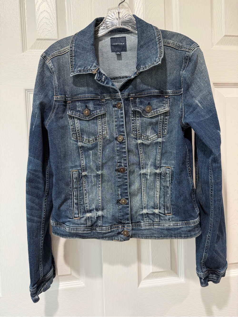 Just USA Medium Wash Blue Denim Trucker Jacket